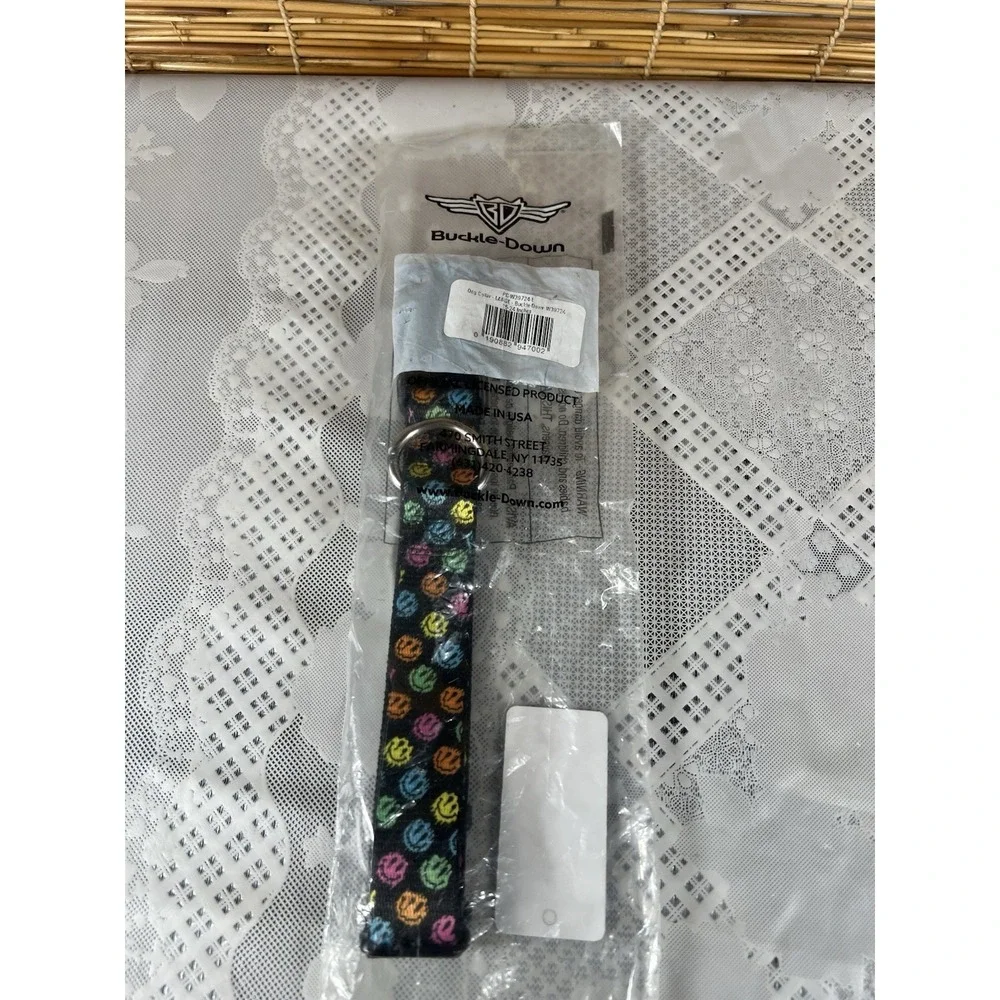 Buckle-down Dog Collar Smiley Faces Melted Mini Repeat Angle Black 15-26